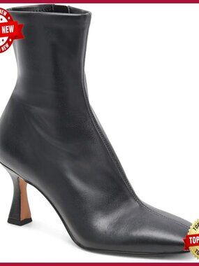 Square Toe Kitten Heel Ankle Boots with Side Zipper